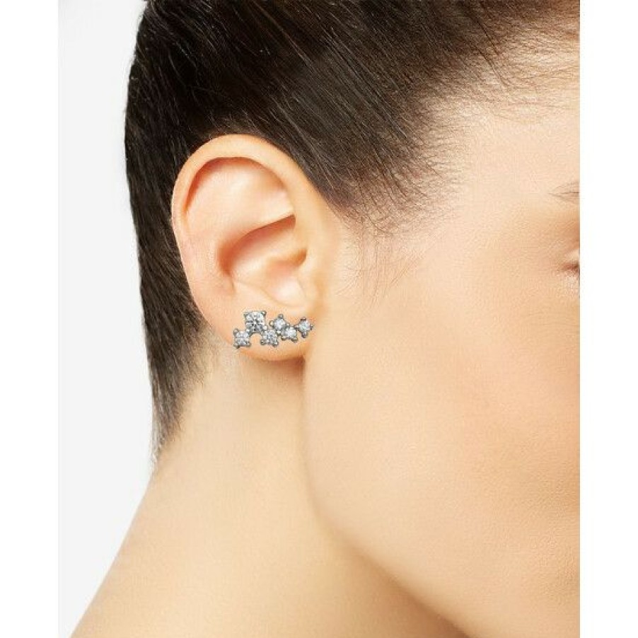 Jewelry & Watches * | Promo Giani Bernini Cubic Zirconia Horizontal Cluster Stud Earrings In Sterling , Created For Macy'S Silver