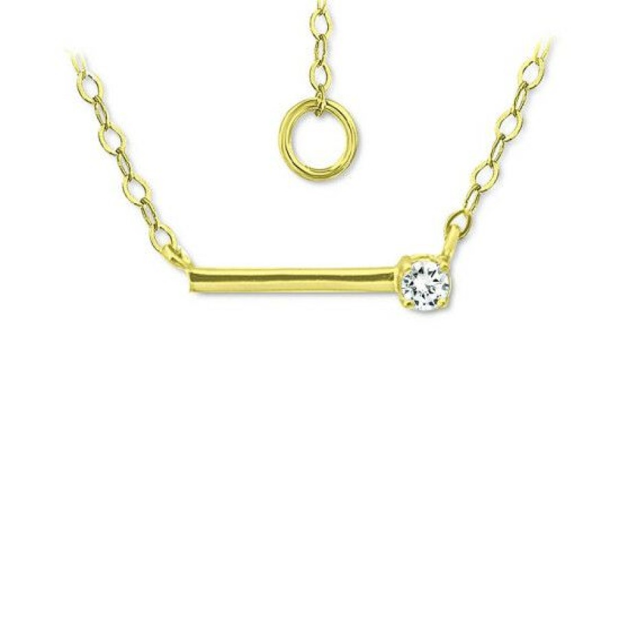 Jewelry & Watches * | Deals Giani Bernini Cubic Zirconia Solitaire Bar Pendant Necklace, 16 + 2 Extender, Created For Macy'S