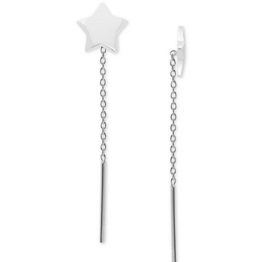 Jewelry & Watches * | Top 10 Giani Bernini Star Threader Drop Earrings In , Created For Macy'S Sterling Silver