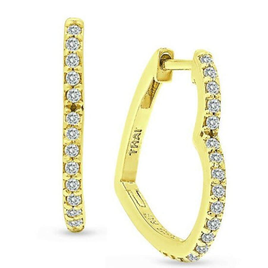 Jewelry & Watches * | Best Deal Giani Bernini Cubic Zirconia Small Heart Hoop Earrings In 18K Gold-Plated Sterling Silver, Created For Macy'S Gold Over Silver