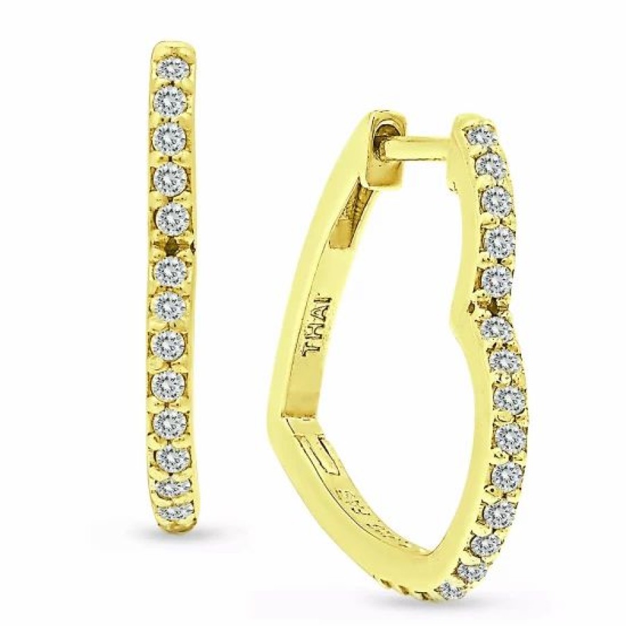 Jewelry & Watches * | Best Deal Giani Bernini Cubic Zirconia Small Heart Hoop Earrings In 18K Gold-Plated Sterling Silver, Created For Macy'S Gold Over Silver