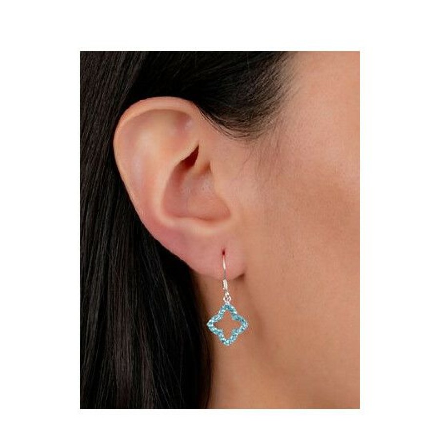 Jewelry & Watches * | Coupon Giani Bernini Aqua Crystal Quatrefoil Drop Earrings In , Created For Macy'S Sterling Silver