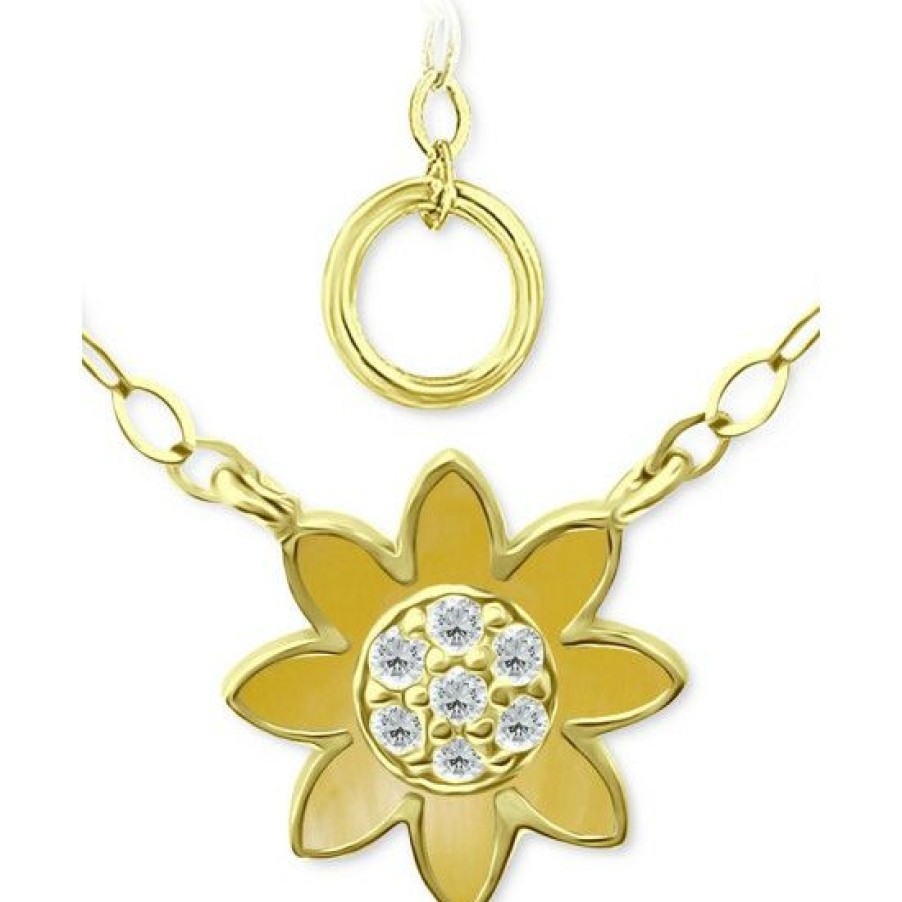 Jewelry & Watches * | Buy Giani Bernini Cubic Zirconia Sunflower Pendant Necklace In 18K Gold-Plated Sterling Silver, 16 + 2 Extender, Created For Macy'S Gold Over Silver