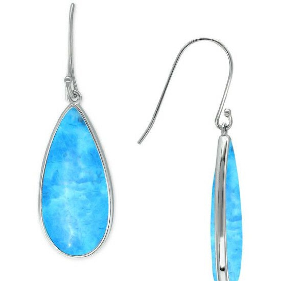 Jewelry & Watches * | Discount Giani Bernini Onyx Teardrop Bezel Drop Earrings In Sterling Silver (Also In Sodalite), Created For Macy'S