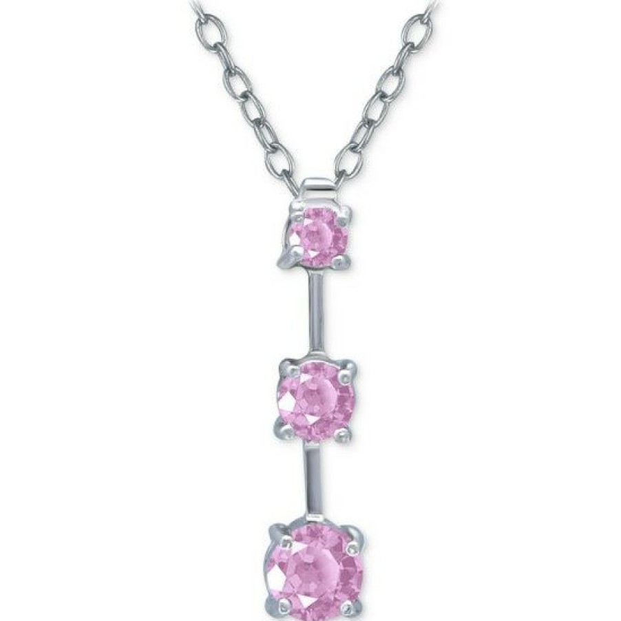 Jewelry & Watches * | Best Deal Giani Bernini Pink Cubic Zirconia Journey 18 Pendant Necklace In , Created For Macy'S Sterling Silver