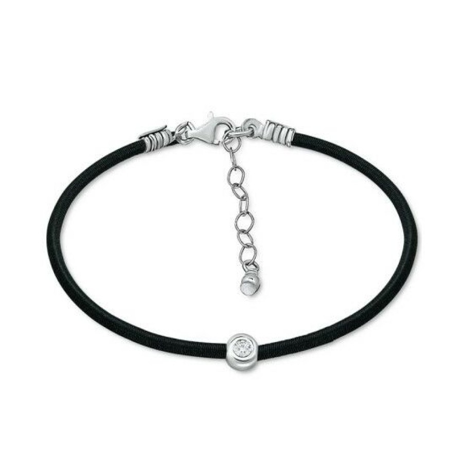 Jewelry & Watches * | Buy Giani Bernini Cubic Zirconia Bezel Cord Ankle Bracelet In Sterling Silver, Created For Macys