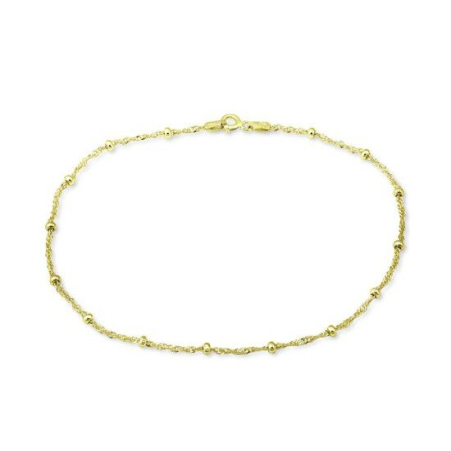 Jewelry & Watches * | Buy Giani Bernini Beaded Singapore Link Ankle Bracelet In 18K Gold-Plated Sterling , Created For Macy'S