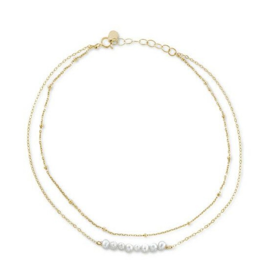 Anklet * | Cheapest Giani Bernini Cultured Freshwater Pearl (3-4Mm) Layered Ankle Bracelet, Created For Macy'S Gold Over